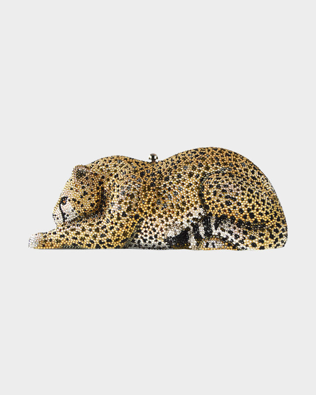 Crystal-Embellished Wildcat Clutch Bag